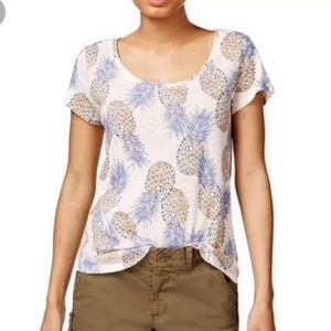 Lucky Pineapple Linen Blend Top Size S
